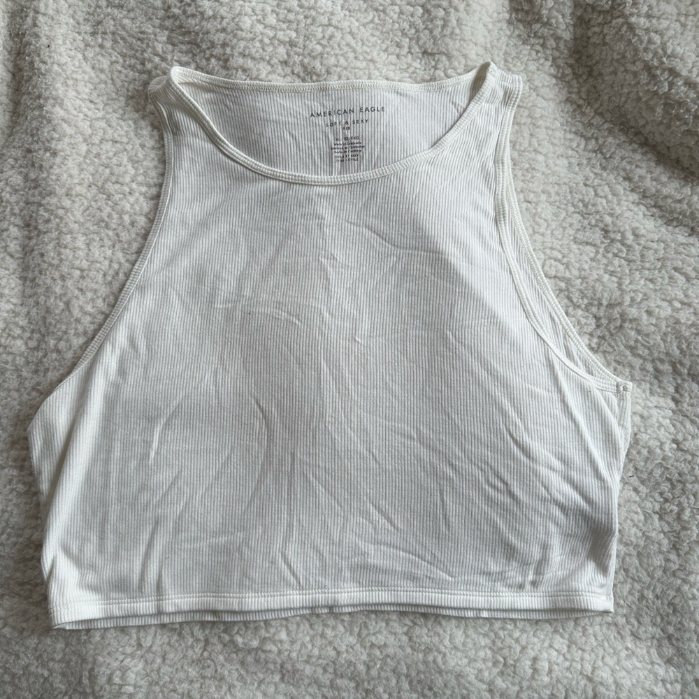 American eagle white cropped tank top